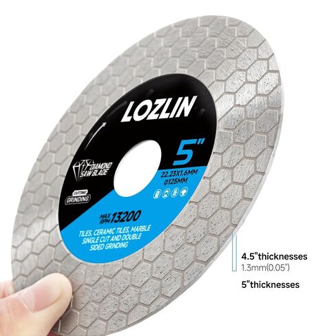 LOZLIN 4.5inch Diamond Blade 2-in-1 Honeycomb for Angle Grinder for Tile | 2-in-1 diamond disc cuts & grinds tile, granite, marble. Honeycomb cooling, thick diamond grit, fits 4.5in angle grinders in Kuwait