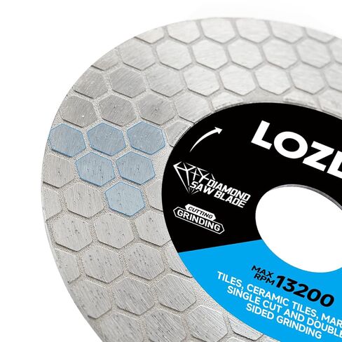 LOZLIN 4.5inch Diamond Blade 2-in-1 Honeycomb for Angle Grinder for Tile | 2-in-1 diamond disc cuts & grinds tile, granite, marble. Honeycomb cooling, thick diamond grit, fits 4.5in angle grinders in Kuwait