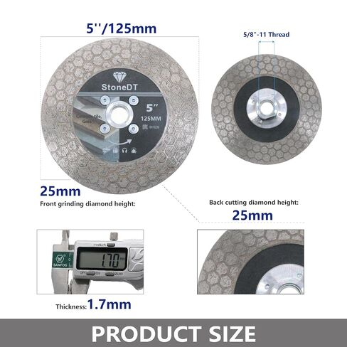 Diamond Tile Saw Blade, 5 Inch Cutting and Grinding Wheel with 5/8"-11 Flange for Porcelain Ceramic Tile Marble Granite Artificial Stone, Hexagonal Segment in Kuwait