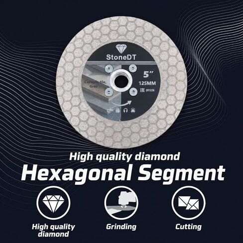 Diamond Tile Saw Blade, 5 Inch Cutting and Grinding Wheel with 5/8"-11 Flange for Porcelain Ceramic Tile Marble Granite Artificial Stone, Hexagonal Segment in Kuwait
