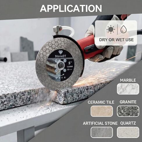 Diamond Tile Saw Blade, 5 Inch Cutting and Grinding Wheel with 5/8"-11 Flange for Porcelain Ceramic Tile Marble Granite Artificial Stone, Hexagonal Segment in Kuwait