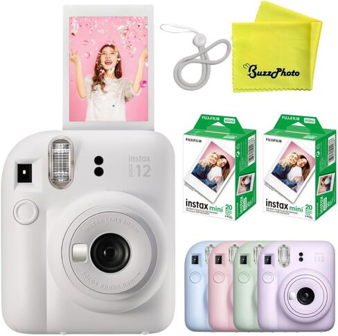 Fujifilm Instax Mini 12 Instant Film Camera (Blossom Pink w/ 40 Film Sheets) in Kuwait