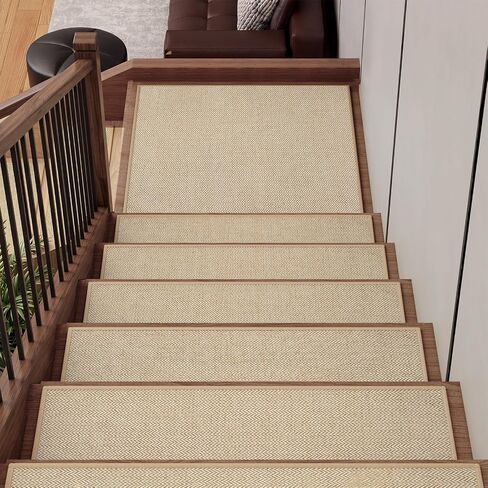 Stair Treads for Wooden Steps Non Slip Indoor Beige 8" x 30" 15 Pack | Peel and Stick Stair Runner Rugs Carpet Mats, Machine Washable Reusable Adhesive Tread Covers for Elders Pets, Easy Install in Kuwait