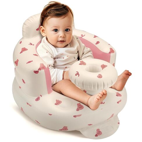 Inflatable Baby Seat for 3-36 Months Blow Up Floor Seat | Back Support Built-in Air Pump Learning to Sit 21x20 IN in Kuwait