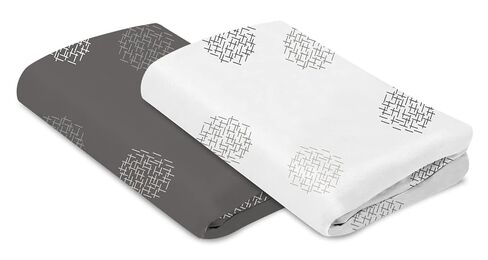 4moms Breeze Playard Sheets, for Baby Bassinets and Furniture, Machine Washable and 100% Cotton, White & Grey, 2 Pack in Kuwait