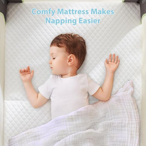 LILNAP 3"" Waterproof Pack and Play Mattress, 38""x26""x3"" Memory Foam Pack N Play Mattresses Pad with Breathable & Removable Cover for Naps Sleep, Portable Playard playpen mattresses Topper, White in Kuwait
