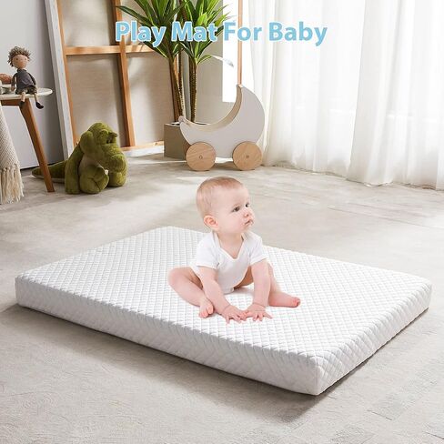 LILNAP 3"" Waterproof Pack and Play Mattress, 38""x26""x3"" Memory Foam Pack N Play Mattresses Pad with Breathable & Removable Cover for Naps Sleep, Portable Playard playpen mattresses Topper, White in Kuwait