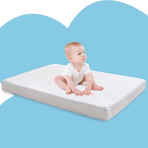 LILNAP 3"" Waterproof Pack and Play Mattress, 38""x26""x3"" Memory Foam Pack N Play Mattresses Pad with Breathable & Removable Cover for Naps Sleep, Portable Playard playpen mattresses Topper, White in Kuwait