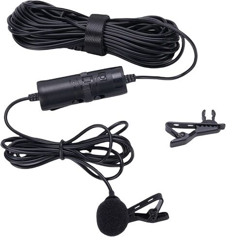Clamp/Holder On Microphone, 360 Degree Rotation 3.5mm Jack Noise Reduction Cardioid Lavalier Mic, Lapel Microphone for Recording, Vlogging, Interview in Kuwait