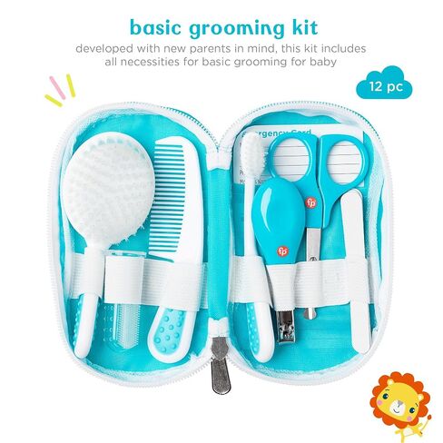 Smart Care Fisher-Price 12-Piece Baby Grooming Kit, Newborn Essentials, Baby Gift Set, Includes Baby Nail Kit, Baby Oral Care, Baby Hair Brush, Baby Comb in Kuwait