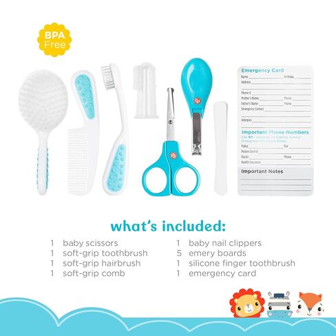 Smart Care Fisher-Price 12-Piece Baby Grooming Kit, Newborn Essentials, Baby Gift Set, Includes Baby Nail Kit, Baby Oral Care, Baby Hair Brush, Baby Comb in Kuwait