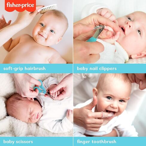Smart Care Fisher-Price 12-Piece Baby Grooming Kit, Newborn Essentials, Baby Gift Set, Includes Baby Nail Kit, Baby Oral Care, Baby Hair Brush, Baby Comb in Kuwait