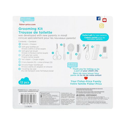 Smart Care Fisher-Price 12-Piece Baby Grooming Kit, Newborn Essentials, Baby Gift Set, Includes Baby Nail Kit, Baby Oral Care, Baby Hair Brush, Baby Comb in Kuwait