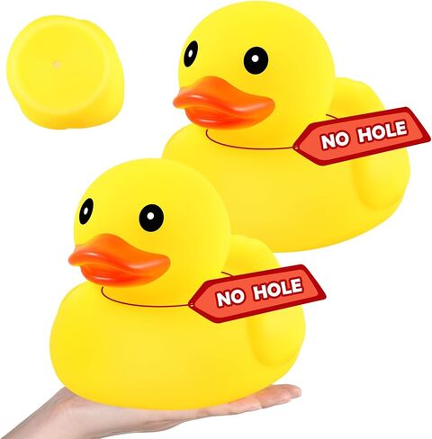 Lenwen 2 Pcs 7 Inch Giant Rubber Duck No Hole Waterproof Big Rubber Duck Large Duckling Bath Floating Toy with Sealed Plug for Birthday Baby Shower Party Decoration Gift Swimming Pool in Kuwait