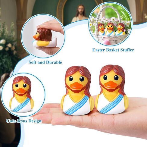 12 Pcs Jesus Rubber Ducks Bulk for Jeep Ducking, Easter Religious Gifts | Christian Church Sunday School Party Favors, Baptism Duckies, Easter Basket Stuffers, VBS Gifts for Kids in Kuwait