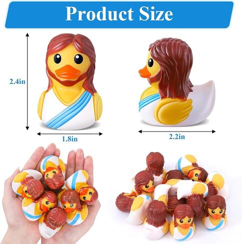 12 Pcs Jesus Rubber Ducks Bulk for Jeep Ducking, Easter Religious Gifts | Christian Church Sunday School Party Favors, Baptism Duckies, Easter Basket Stuffers, VBS Gifts for Kids in Kuwait