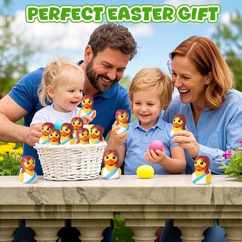 12 Pcs Jesus Rubber Ducks Bulk for Jeep Ducking, Easter Religious Gifts | Christian Church Sunday School Party Favors, Baptism Duckies, Easter Basket Stuffers, VBS Gifts for Kids in Kuwait