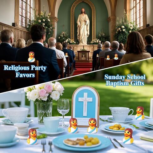 12 Pcs Jesus Rubber Ducks Bulk for Jeep Ducking, Easter Religious Gifts | Christian Church Sunday School Party Favors, Baptism Duckies, Easter Basket Stuffers, VBS Gifts for Kids in Kuwait