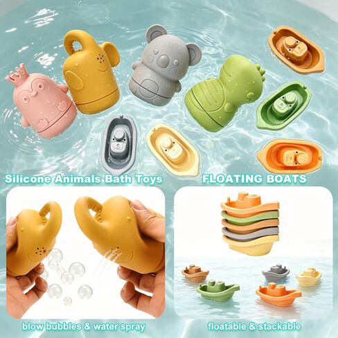 Baby Bath Toys, Pool Toys, Suitable for Children and Toddlers, 6-in-1 Set Including Floating Boat, Bath Spoon and Spinner Cup, Pool and Water Table Toys, Water Toys, Baby Gift. in Kuwait