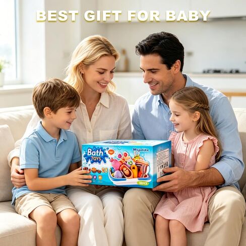 Baby Bath Toys, Pool Toys, Suitable for Children and Toddlers, 6-in-1 Set Including Floating Boat, Bath Spoon and Spinner Cup, Pool and Water Table Toys, Water Toys, Baby Gift. in Kuwait