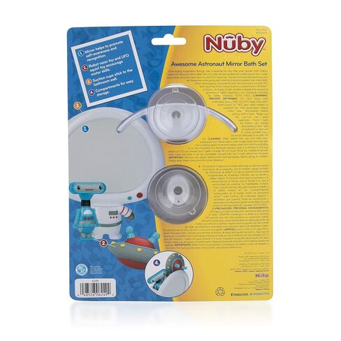 Nuby Astronaut Mirror Baby Bathtub Toy Set - 3-Piece Bath Toy Play Set - Baby Bath Toys for 3+ Years in Kuwait
