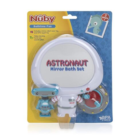 Nuby Astronaut Mirror Baby Bathtub Toy Set - 3-Piece Bath Toy Play Set - Baby Bath Toys for 3+ Years in Kuwait
