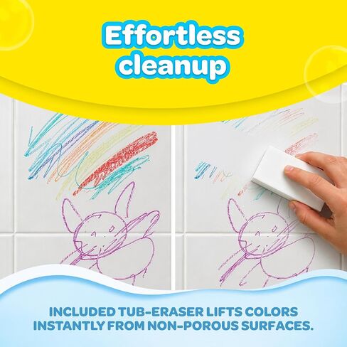 Crayola Bath Crayons Color Wheel, 19-Piece Set, Includes 18 Bathtub Crayons and 1 Eraser, Non-Toxic and Washable Bath Toys for Kids in Kuwait