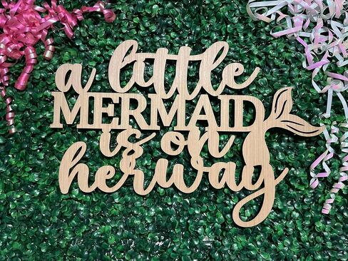A Little Mermaid Is On The Way Sign for Background,Wooden Mermaid Theme Baby Shower,Under The Sea Theme Party,Welcome Baby Gender revelation Party,1st/First Birthday Party Decor in Kuwait