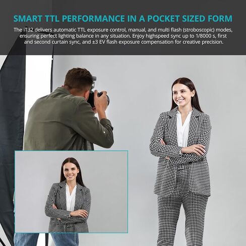 Flashpoint iT32 Compact R2 TTL Mini Camera Flash with Detachable Magnetic X5-C Interchangeable Hot Shoe Module and Wireless Trigger, Compatible Fits for Canon Cameras in Kuwait