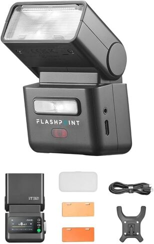 Flashpoint iT32 Compact R2 TTL Mini Camera Flash with Detachable Magnetic X5-C Interchangeable Hot Shoe Module and Wireless Trigger, Compatible Fits for Canon Cameras in Kuwait