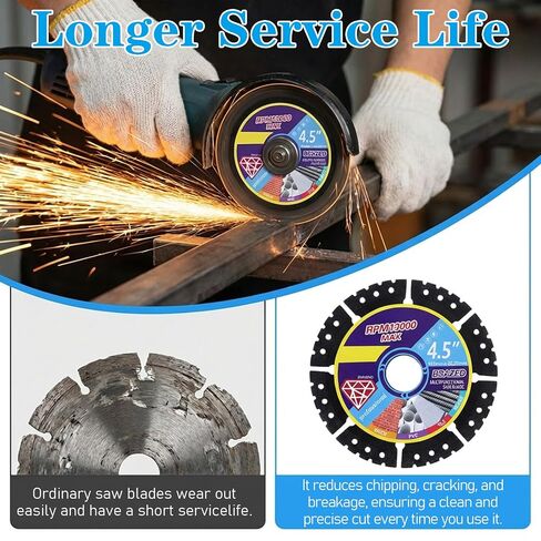 8 Pcs Diamond Multi-Purpose Saw Blades 4.5 Inch | Cutting Disc for Angle Grinder Ideal for Tile Marble Quartz Stone Metal & Plastic Wet or Dry Use in Kuwait