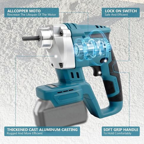 Cordless Handheld Concrete Vibrator, Compatible with Makita 18V Battery, 600W | 6000 RPM Portable Tool with 3.8 Ft Shaft Rod for Removing Air Bubbles from Fresh Concrete, Battery Not Included in Kuwait