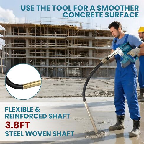 Cordless Handheld Concrete Vibrator, Compatible with Makita 18V Battery, 600W | 6000 RPM Portable Tool with 3.8 Ft Shaft Rod for Removing Air Bubbles from Fresh Concrete, Battery Not Included in Kuwait