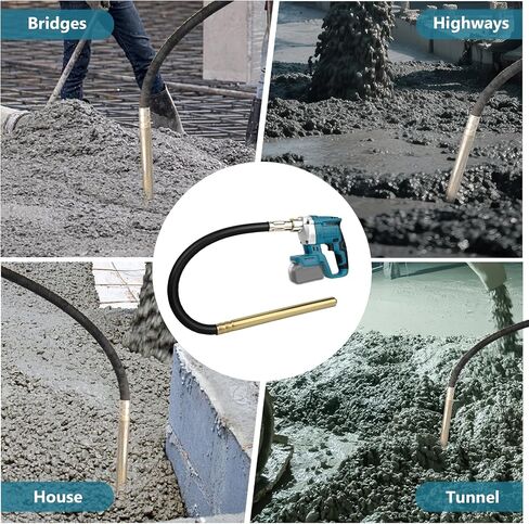 Cordless Handheld Concrete Vibrator, Compatible with Makita 18V Battery, 600W | 6000 RPM Portable Tool with 3.8 Ft Shaft Rod for Removing Air Bubbles from Fresh Concrete, Battery Not Included in Kuwait