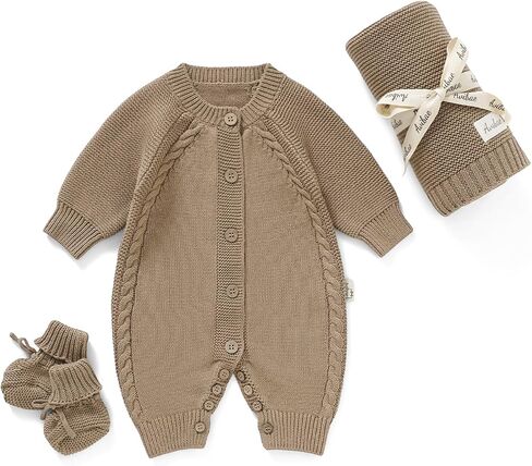Avibae Baby Cotton Three-Piece Set, Outfit, Blanket and Shoes, Cozy Gift for Newborn Infant Boys and Girls in Kuwait