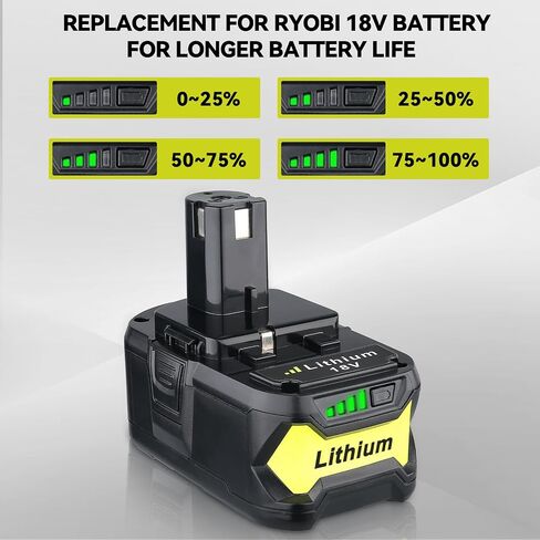 2Packs Upgraded 7.0Ah P108 18V Replacement for Ryobi 18V Battery P102 P103 P104 P105 P107 P109 P122 PBP005 PBP004 PBP003 Cordless Power Tools with Indicator in Kuwait