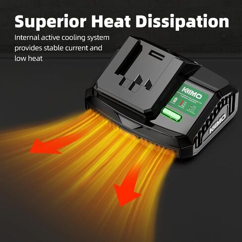 KIMO Upgraded 20V 4.0Ah Lithium-Ion Battery Adapter w/Cooling System for KIMO 4.0Ah Battery, Adaptable for Cordless Leaf Blower & Cordless Reciprocating Saw.Quick Charging,Portable (Charger Only) in Kuwait