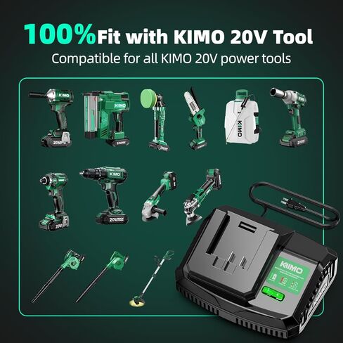 KIMO Upgraded 20V 4.0Ah Lithium-Ion Battery Adapter w/Cooling System for KIMO 4.0Ah Battery, Adaptable for Cordless Leaf Blower & Cordless Reciprocating Saw.Quick Charging,Portable (Charger Only) in Kuwait