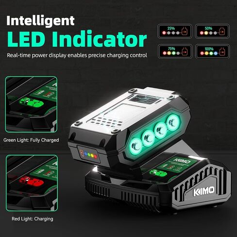 KIMO Upgraded 20V 4.0Ah Lithium-Ion Battery Adapter w/Cooling System for KIMO 4.0Ah Battery, Adaptable for Cordless Leaf Blower & Cordless Reciprocating Saw.Quick Charging,Portable (Charger Only) in Kuwait