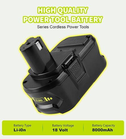 2-Pack 8.0Ah 18V Replacement Battery for Ryobi 18V Battery and P117 Charger Combo Compatible with Ryobi ONE+ P102 P103 P104 P105 P107 P108 P109 P122 Cordless Power Tools in Saudi Arabia