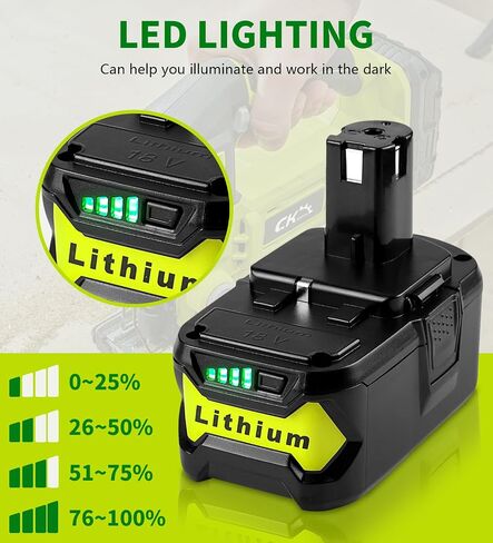 2-Pack 8.0Ah 18V Replacement Battery for Ryobi 18V Battery and P117 Charger Combo Compatible with Ryobi ONE+ P102 P103 P104 P105 P107 P108 P109 P122 Cordless Power Tools in Kuwait