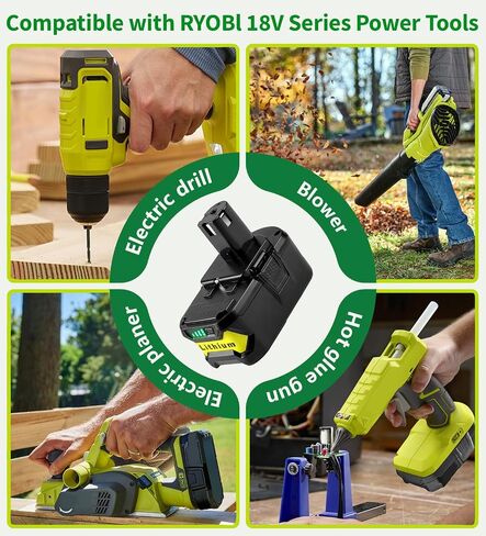 2-Pack 8.0Ah 18V Replacement Battery for Ryobi 18V Battery and P117 Charger Combo Compatible with Ryobi ONE+ P102 P103 P104 P105 P107 P108 P109 P122 Cordless Power Tools in Kuwait