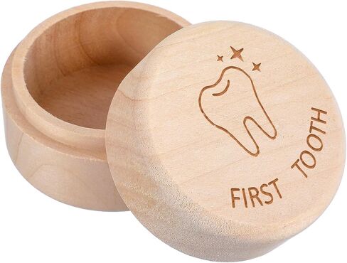Memorial Box Engraved Wooden Round Newborn Wood Case Baby Keepsake Tooth Box Fetal Hair Memorial Storage Container Carved Baby Fetal Hair Case for Babys Shower Pregnancy Christen Gift in Kuwait