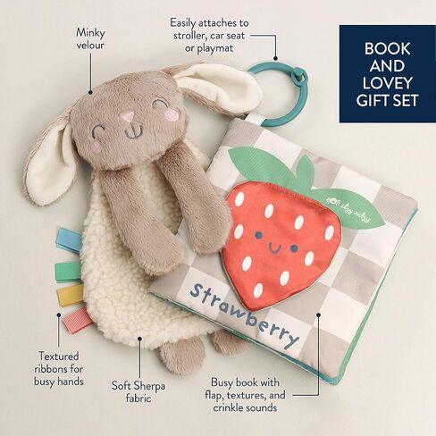 Itzy Ritzy Bunny Lovey & Crinkle Book Gift Set - Learn & Snuggle Gift Set Includes Soft Sherpa Bunny Lovey & Soft Book with Flap, Textures & Crinkle Sounds (Bunny) in Kuwait