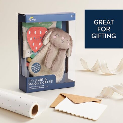 Itzy Ritzy Bunny Lovey & Crinkle Book Gift Set - Learn & Snuggle Gift Set Includes Soft Sherpa Bunny Lovey & Soft Book with Flap, Textures & Crinkle Sounds (Bunny) in Kuwait