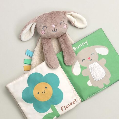 Itzy Ritzy Bunny Lovey & Crinkle Book Gift Set - Learn & Snuggle Gift Set Includes Soft Sherpa Bunny Lovey & Soft Book with Flap, Textures & Crinkle Sounds (Bunny) in Kuwait