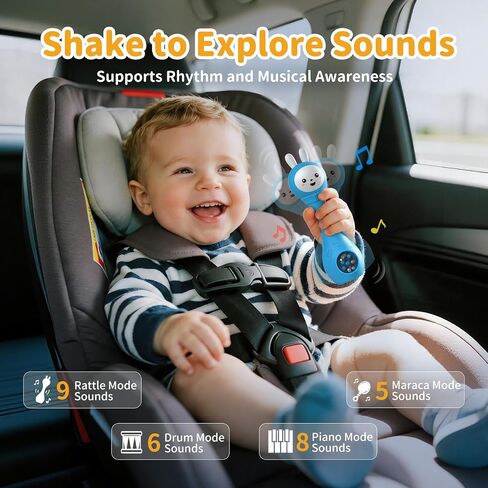 alilo Baby Musical Rattle 0-6-12 Months, Interactive Baby Toys with 7 Music Modes, 15 Nursery Rhymes, 15 Soothing Melodies & White Noise, Sensory Development Toy, Baby Gifts for Boys & Girls in Kuwait