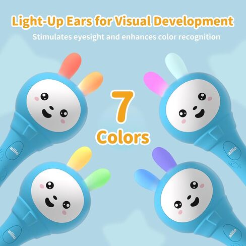 alilo Baby Musical Rattle 0-6-12 Months, Interactive Baby Toys with 7 Music Modes, 15 Nursery Rhymes, 15 Soothing Melodies & White Noise, Sensory Development Toy, Baby Gifts for Boys & Girls in Kuwait