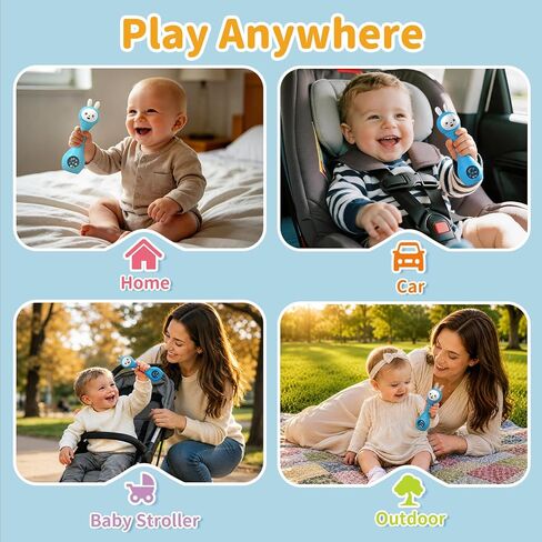 alilo Baby Musical Rattle 0-6-12 Months, Interactive Baby Toys with 7 Music Modes, 15 Nursery Rhymes, 15 Soothing Melodies & White Noise, Sensory Development Toy, Baby Gifts for Boys & Girls in Kuwait