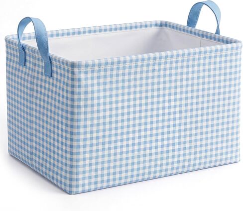 Hushee Pink Checkered Storage Basket Collapsible Gingham Organizer Rectangular Bin with Handles for Home Office Bathroom Bedroom Pet Toy Storage Modern Farmhouse Decor in Kuwait
